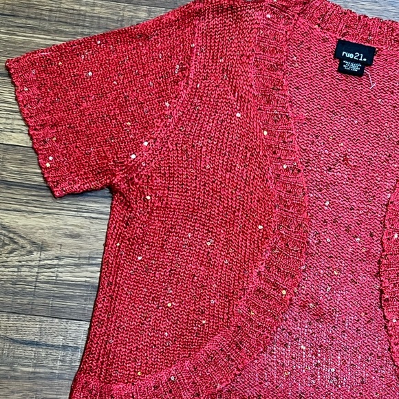 Rue 21 Sparkly Cropped Cardigan Size Xl - Picture 4 of 9